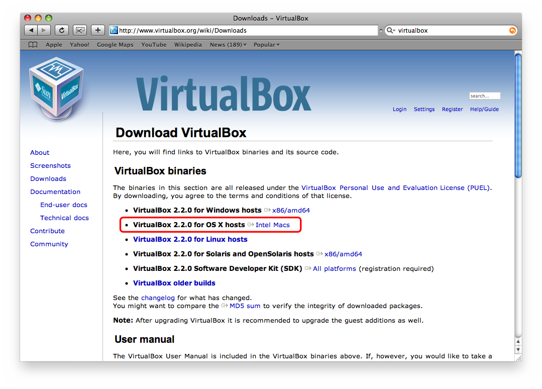 mac os x dmg virtualbox